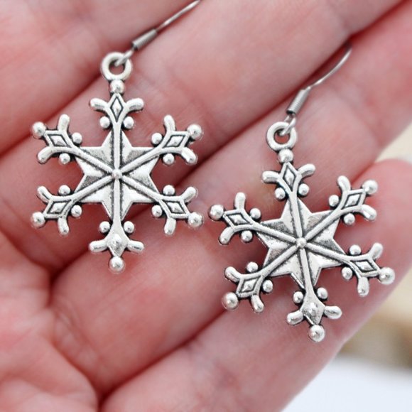 Large Snowflake Earrings - Picture 1 of 7